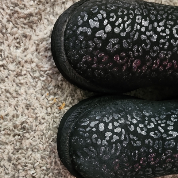 UGG Black Sparkle Leopard Print Unltra Mini Ugg Boots Size 6 - Picture 7 of 12